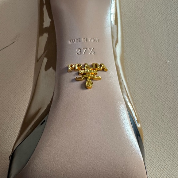 Prada Black and Cream Peep-Toe Heels - Picture 2 of 6